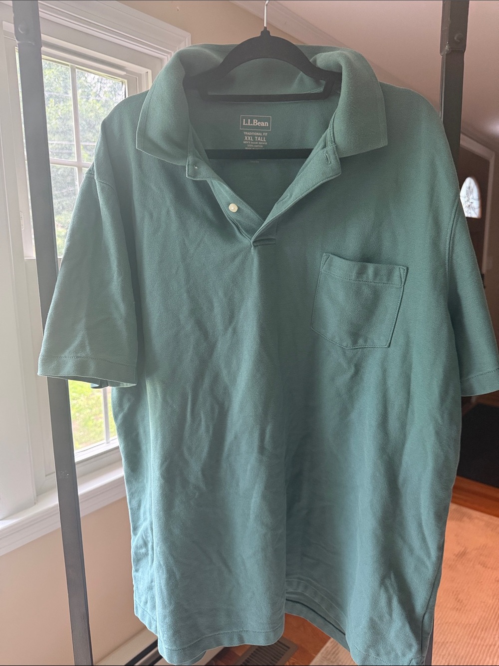 L.L. Bean Men's Short Sleeve Polo in Teal Green